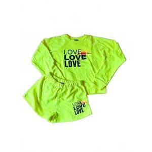 NEW FLOWERS BY ZOE kids neon love sweatshirt in yellow